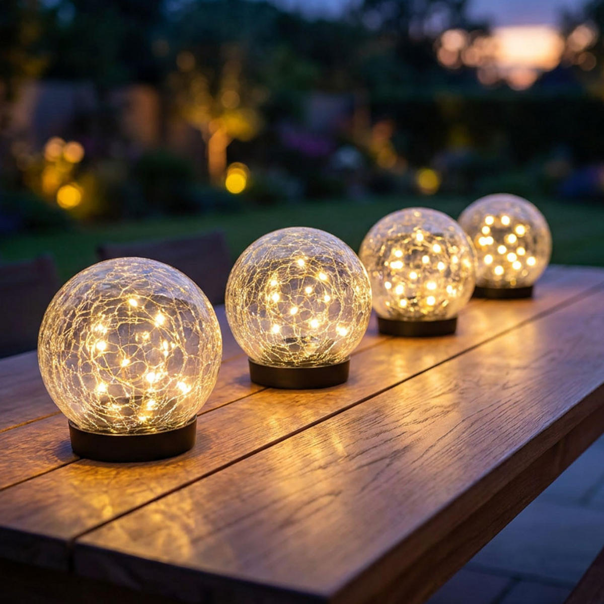 SOLARLEUCHTE LED Glas Klar, Bruchglasoptik 4er Set - Klar, Glas (12/12/12cm)