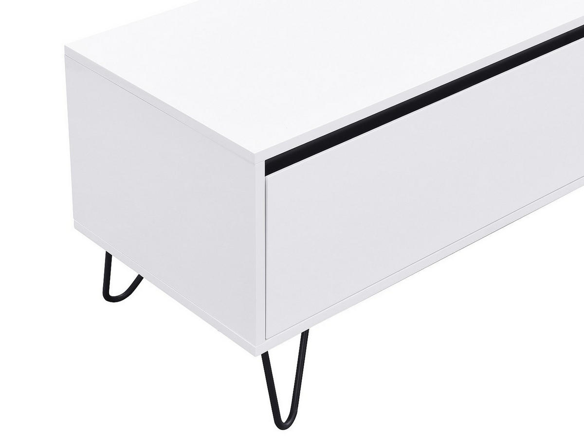 TV-MÖBEL mit 2 Türen - MDF & Stahl - Weiß & Schwarz - ABUJA - Weiß, Holz (160/45/40cm) - Vente-Unique