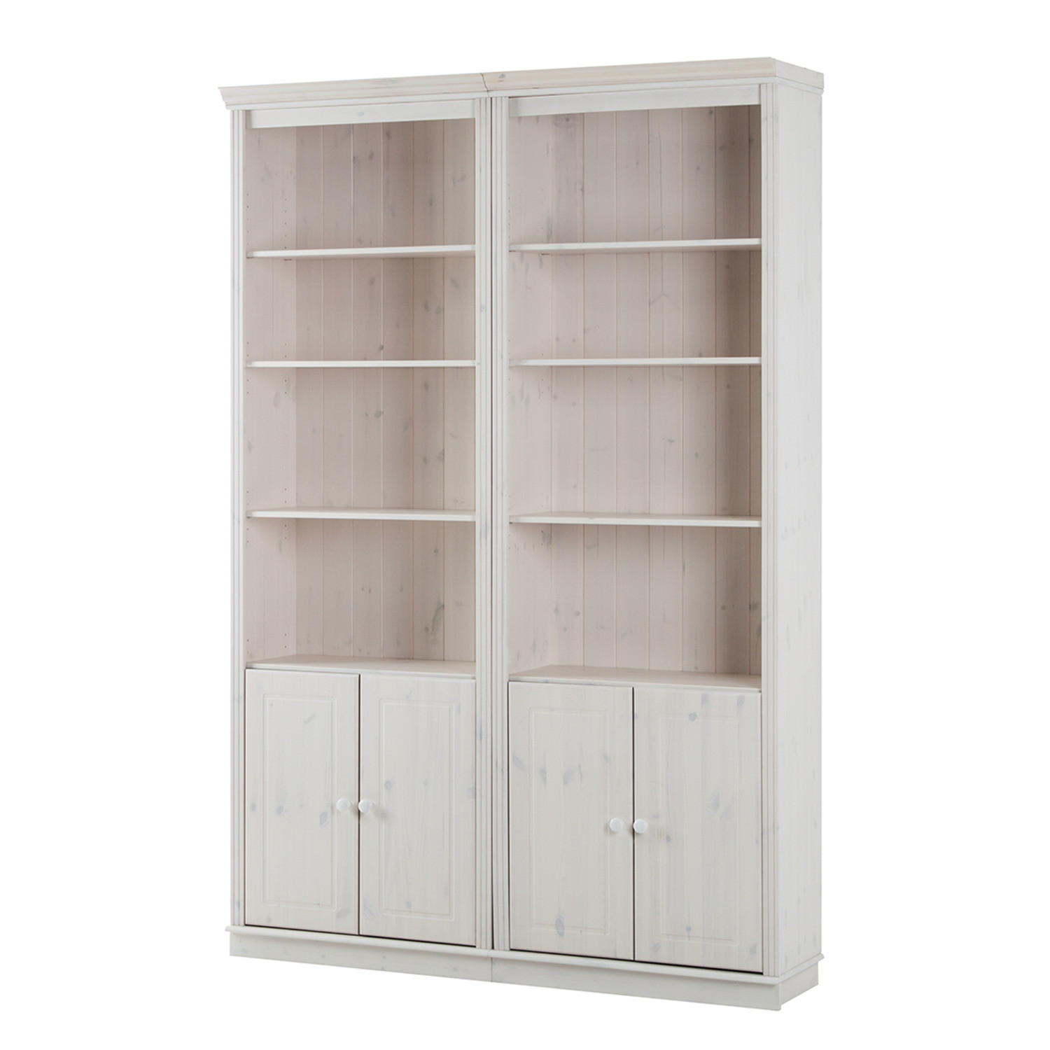 BÜCHERWAND - Kiefer massiv - Typ A - Weiß/Kieferfarben, Holz (148/223/37cm) - home24