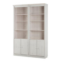 BÜCHERWAND - Kiefer massiv - Typ A - Weiß/Kieferfarben, Holz (148/223/37cm) - home24