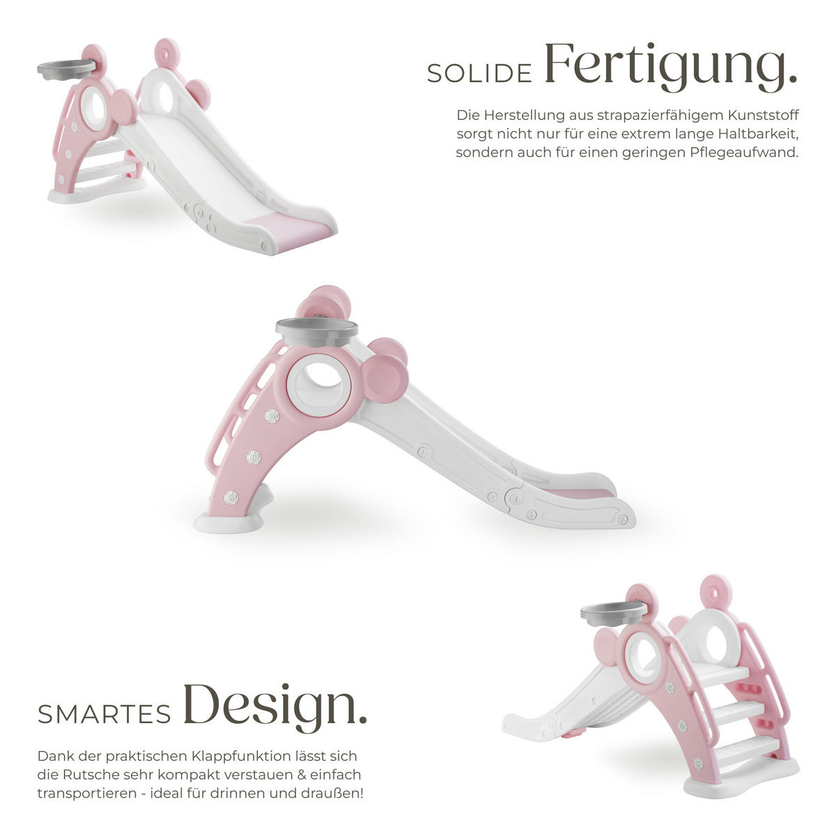 KINDERRUTSCHE Joy,Belastbarkeit 50 kg, 128 x 66,5 x 67,5 cm,pink - Pink, Kunststoff (66.5/67.5/128cm) - tectake