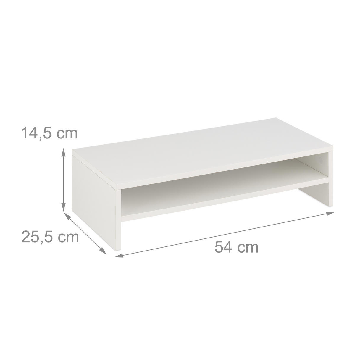 SKÄRMSTÄLL Vit med extra hylla - Vit, Träbaserade material (25.5/54/14.5cm) - Relaxdays