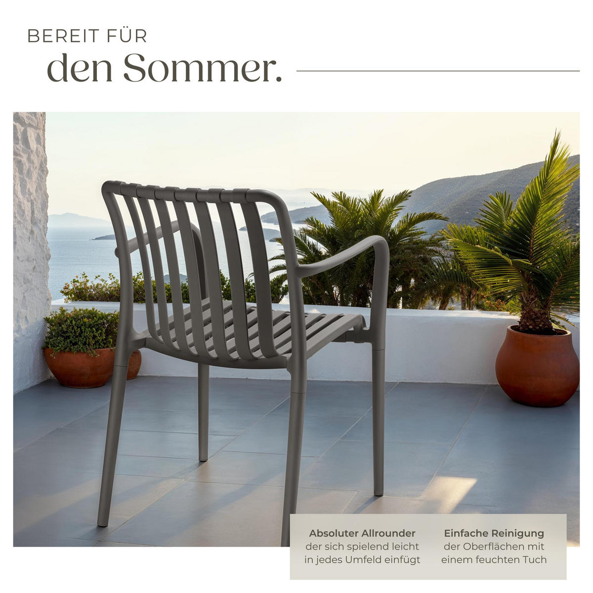 GARTENSTÜHLE Alcudia,54,5 x 58 x 80,5 cm, Belastbarkeit 120 kg,anthrazit - Anthrazit, Textil (54.5/80.5/58cm) - tectake
