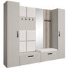 GARDEROBE Margaret XL 242/203/43 mit gepolsterten Paneelen/Lamellen/Spiegel - Kaschmir/Beige, Holzwerkstoff/Kunststoff (242/203/43cm) - Beautysofa