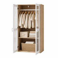 KINDERKLEIDERSCHRANK 2-TEILIG in Weiß und Naturfarben mit Bügelstange für Schlafzimmer, B160/T50/H150 cm - Transparent/Weiß, Holzwerkstoff/Kunststoff (80/150/50cm) - STILVORA