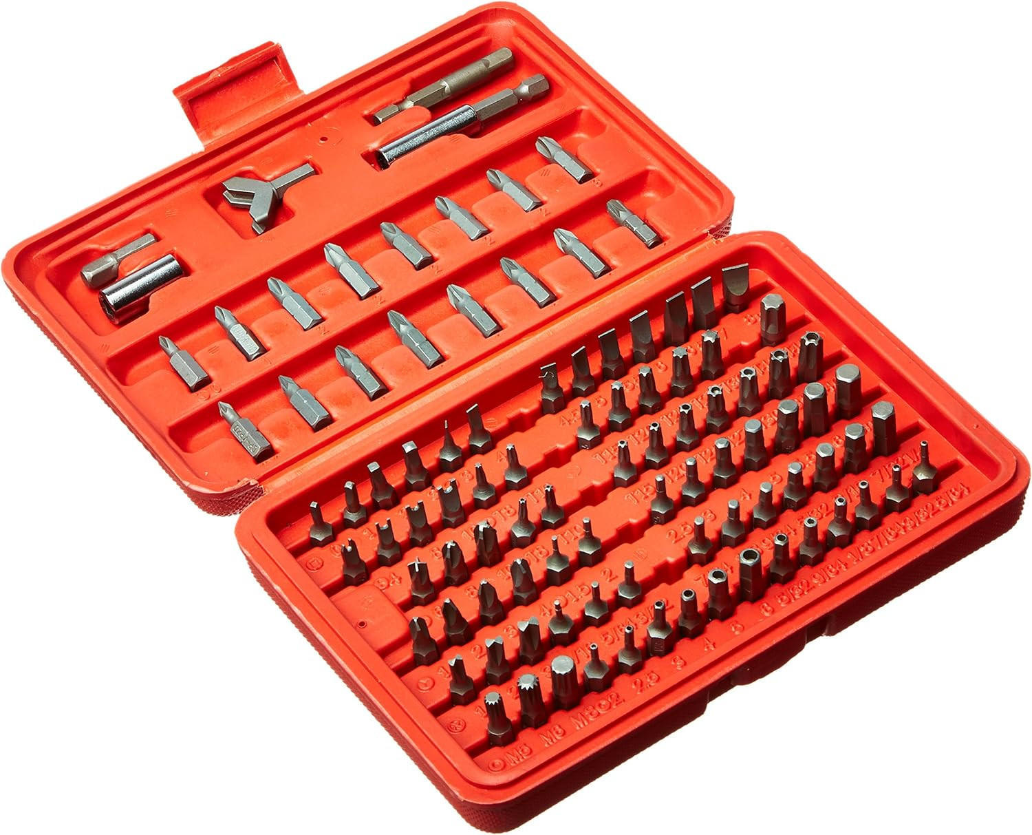 BOHRER – Geeignet für die Reparatur von Autos, Werkzeugmaschinen, Haushaltsgeräten usw. – 1 Set, 100 Bohrer - Rot, Metall (19.5/13.8/3.8cm) - DCA
