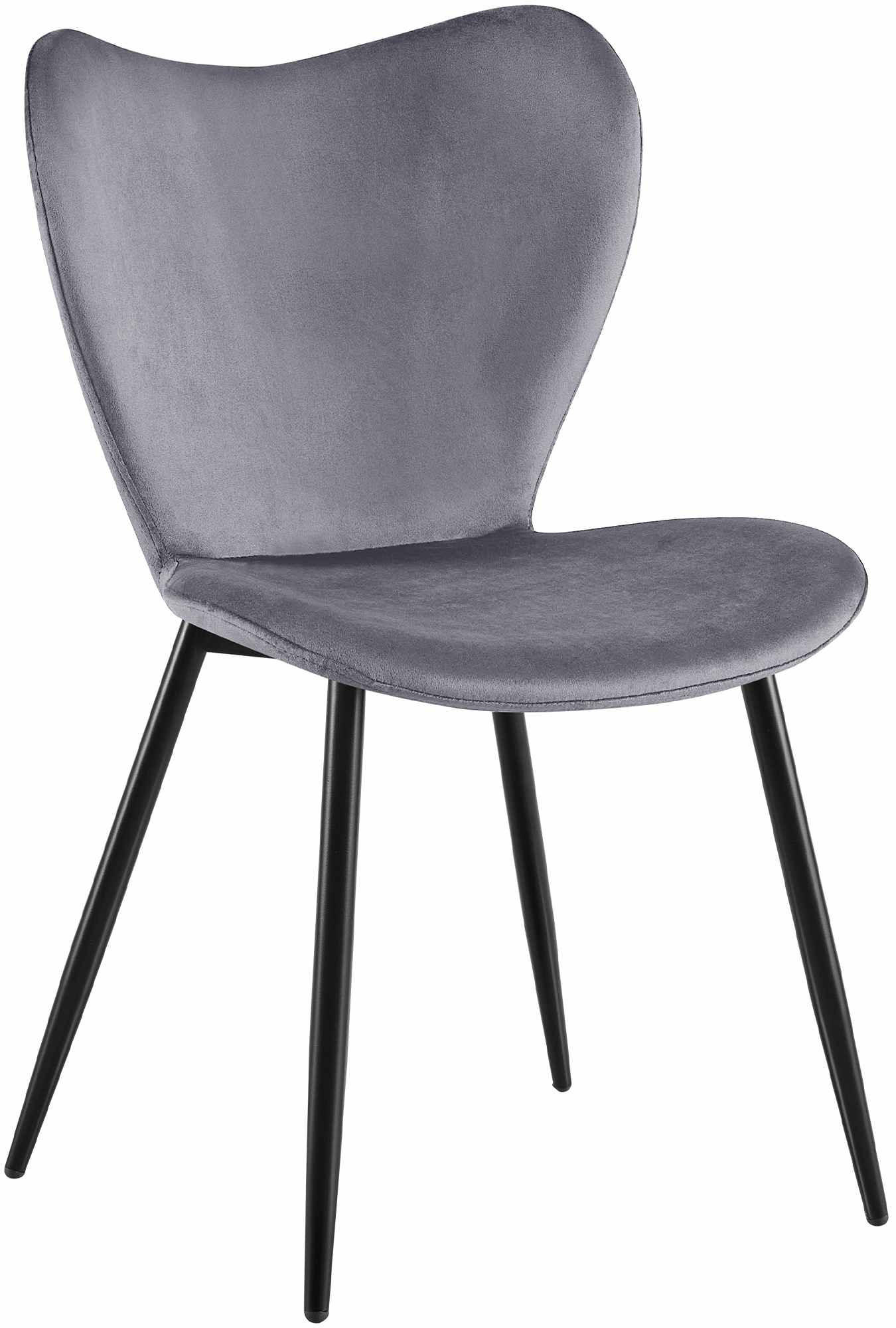 ESSZIMMERSTUHL Samt Dunkelgrau - Dunkelgrau/Schwarz, Textil/Metall (50/80/58cm) - CLP