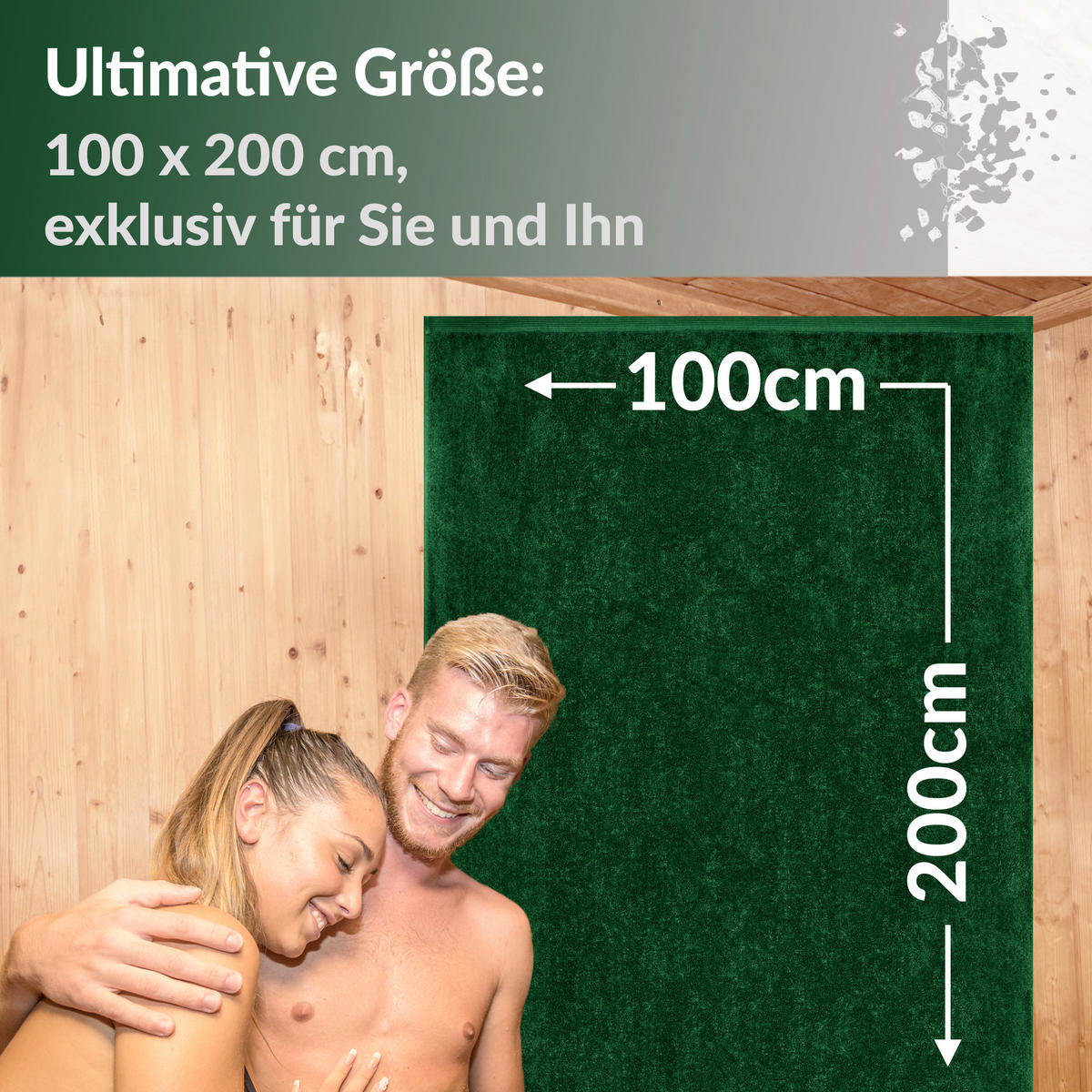 SAUNATUCH Lillby Tannen Grün 100x200 cm - Waldgrün, Textil (100/200cm) - Lashuma