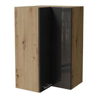 ECKHÄNGESCHRANK Essen W14/60 Graphit Hochglanz / Eiche Artisan Matt 60 / 60 / 96cm - Graphitfarben/Eiche Artisan, Holz/Holzwerkstoff (60/96/60cm) - Feldmann-Wohnen