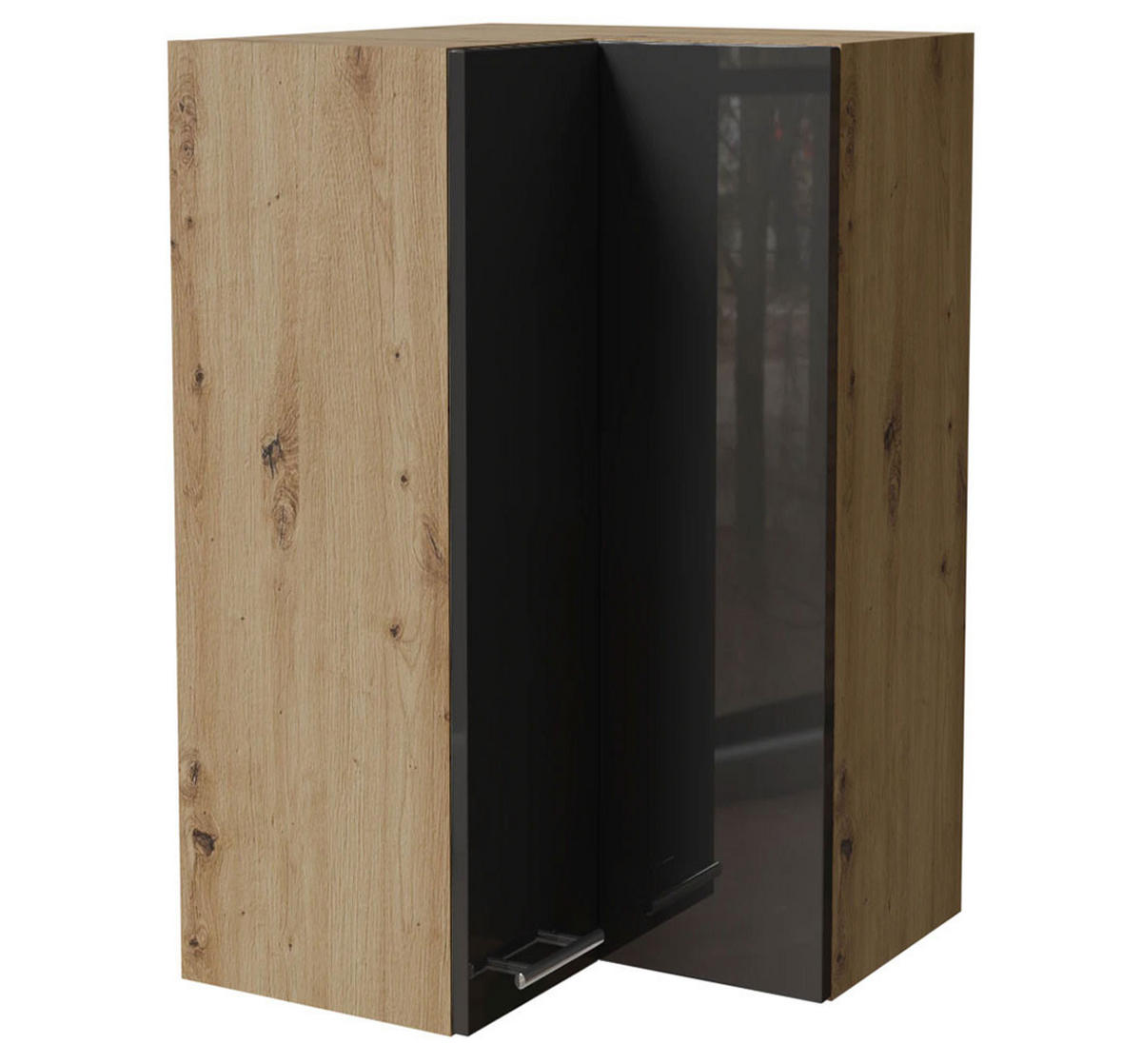 ECKHÄNGESCHRANK Essen W14/60 Graphit Hochglanz / Eiche Artisan Matt 60 / 60 / 96cm - Graphitfarben/Eiche Artisan, Holz/Holzwerkstoff (60/96/60cm) - Feldmann-Wohnen