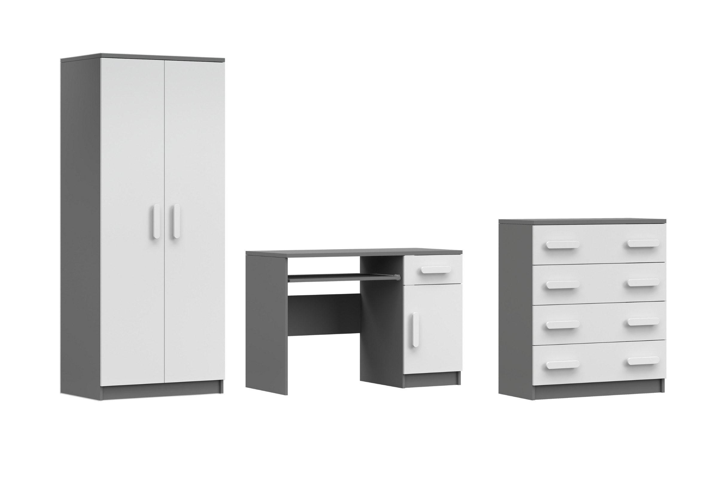 Deine Möbel 24 Kinderzimmer-Set Weiß, Grau 270x50x192 cm