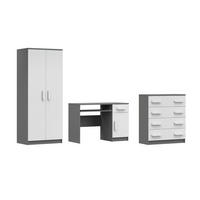 KINDERZIMMER-SET INGE V 3-teilig in Weiß+Grau/Weiß - Weiß/Grau, Holzwerkstoff (270/50/192cm) - Deine Möbel 24