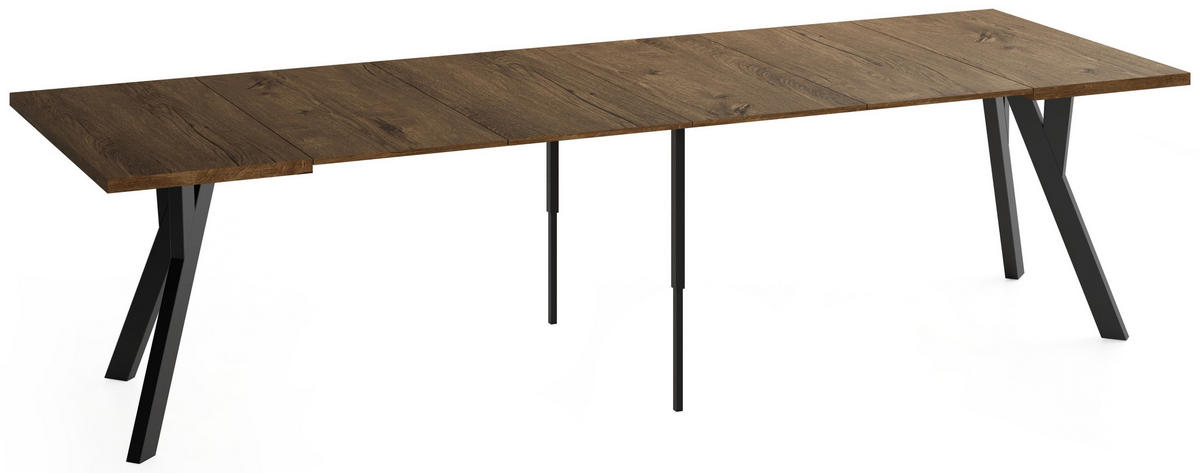 STÔL Clover Štvorcový Rozkladací s Čiernymi Bukovými Nohami – Dub Lefkas – 100 x 100 / 300 cm - hnedá/čierna, drevo/kompozitné drevo (100/300/76.5cm) - WFL GROUP