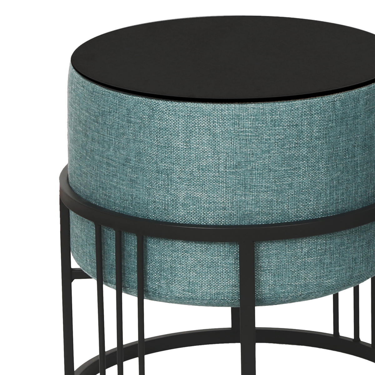 SADA STOLIČEK 2 KS Tas - černá/zelená barva, kov/kompozitní dřevo (38/38/38cm) - [en.casa]