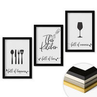WANDBILDER 3er-Set - 20x30 cm Schwarzer Rahmen - Küchenutensilienmuster - Schwarz, Kunststoff (20/30cm) - ArtPrintCave