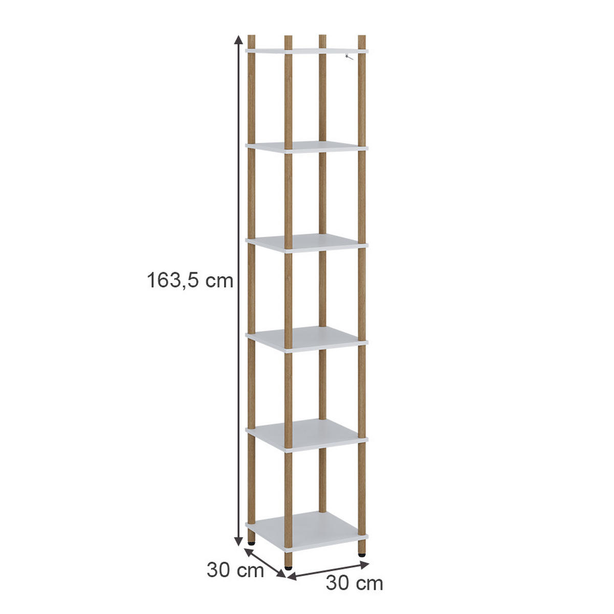 ROHOVÁ POLICE Bivio Bílá/borovice - bílá, kompozitní dřevo (30/163.5/30cm) - Vicco