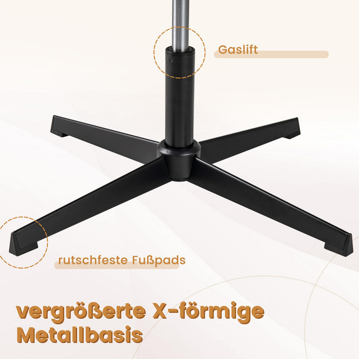 BÜROSTUHL Beige - Beige, Metall (73/78/64cm) - COSTWAY