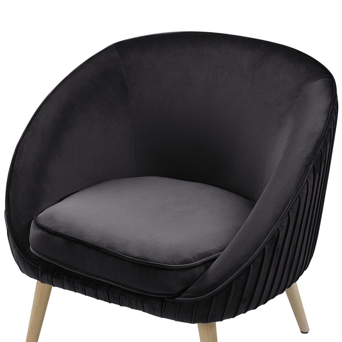 SESSEL Samtstoff Schwarz Tromso - Schwarz, Holz/Textil (73/73/54cm) - Beliani