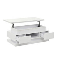 COUCHTISCH 100/50/40 cm höhenverstellbar mit LED-Beleuchtung, USB-Anschluss und Stauraum aus Spanplatte, Weiß - Weiß, Holzwerkstoff (100/50/40cm) - Modfu