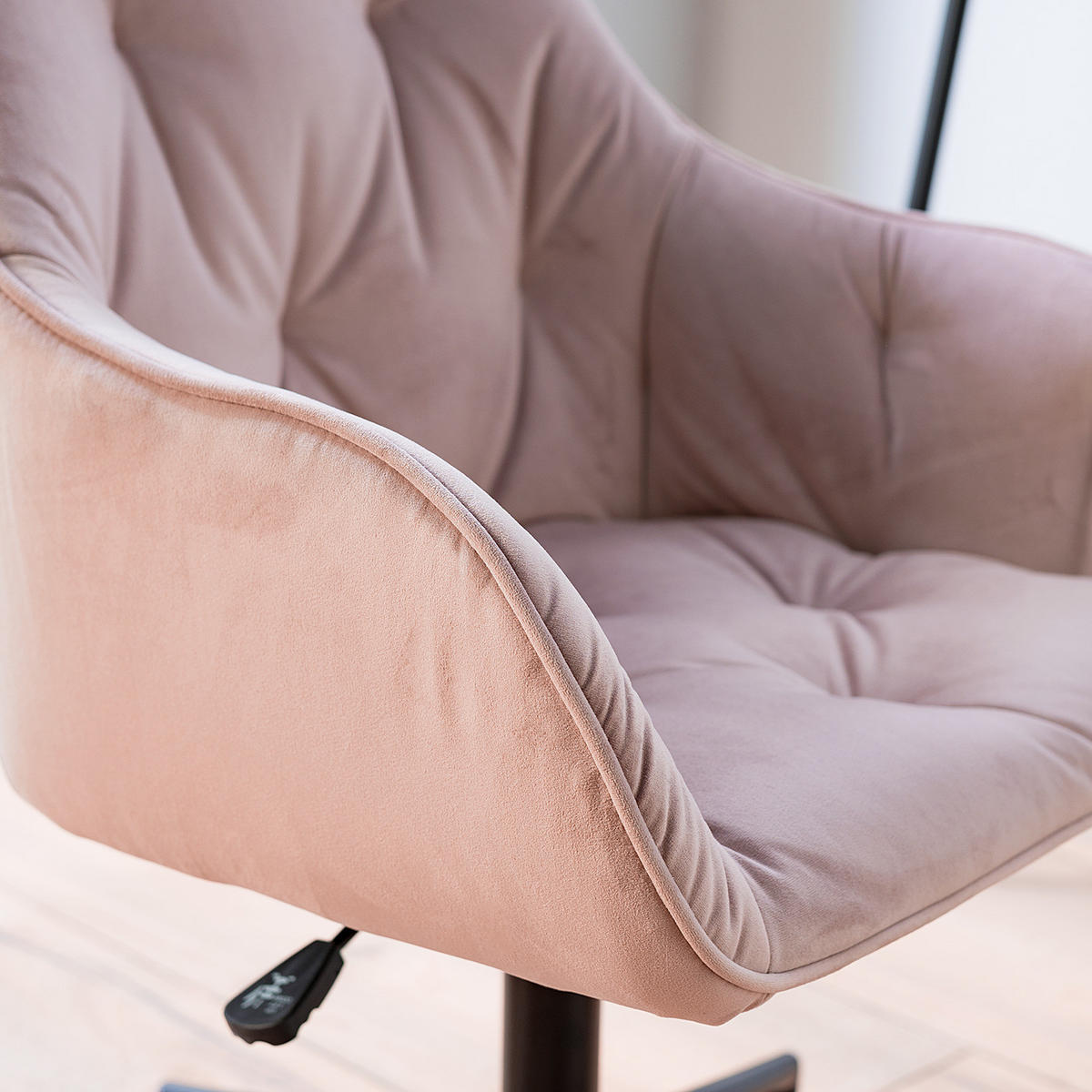 BÜROSTUHL - Samt - Schwarz/Altrosa, Kunststoff/Metall (56/80/56cm) - home24
