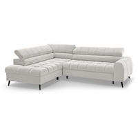ECKSCHLAFSOFA Vinni Beige, Chenille-Stoff, links - Beige, Textil (265/205cm) - Beautysofa