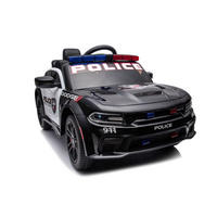 KINDER ELEKTROAUTO Dodge Polizei schwarz Polizeilichter, Sirene, Kunstledersitz, lizenziert, Stoßdämpfer - Schwarz, Kunststoff (112/68/50cm) - Es-Toys