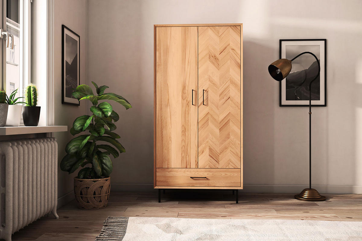 KLEIDERSCHRANK 2 TÜREN LEON Kernbuche - Kernbuche, Holz (97/196/45cm) - byoak