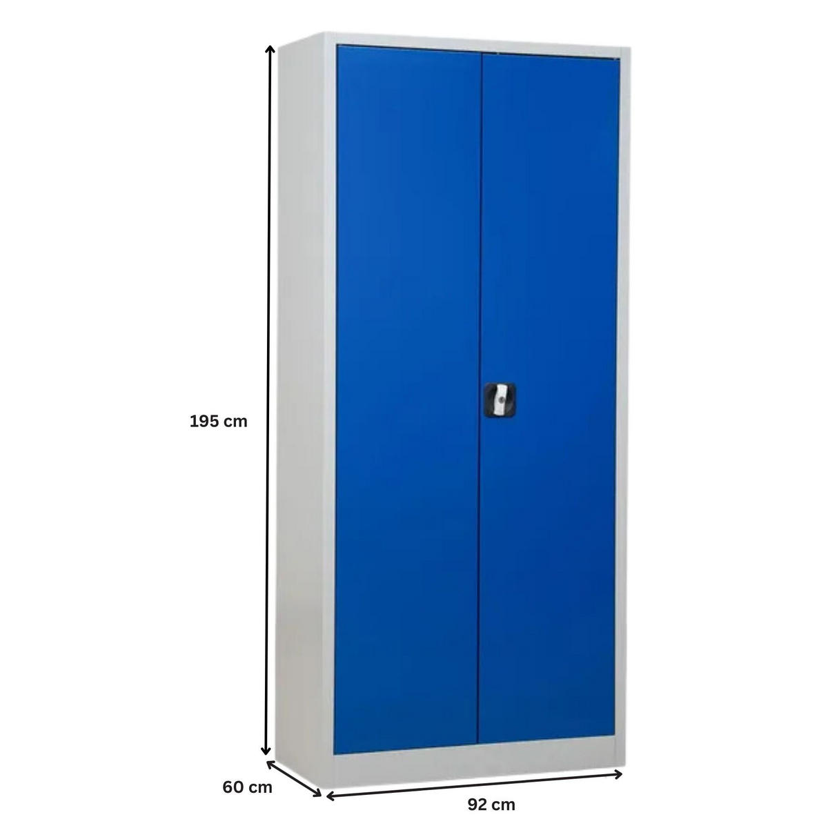 STAHLSCHRANK Bee mit 6 lackierten Fachböden 195x92x60 cm Korpusfarbe Lichtgrau Frontfarbe Enzianblau - Blau, Metall (92/195/60cm)
