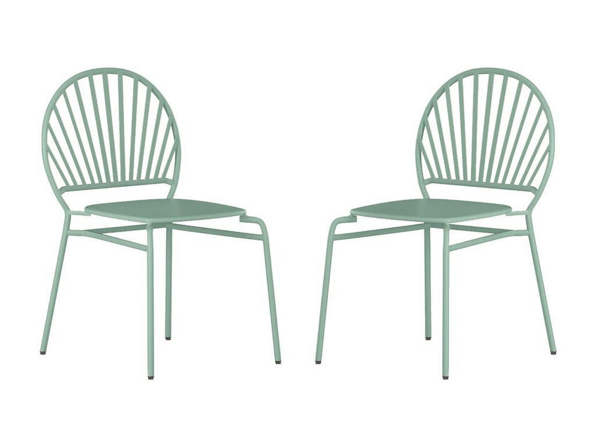 GARTENSTUHL stapelbar 2er-Set - Metall - Mandelgrün - CEDEIRA von MYLIA - Grün, Metall (58.5/82/50cm) - Vente-Unique