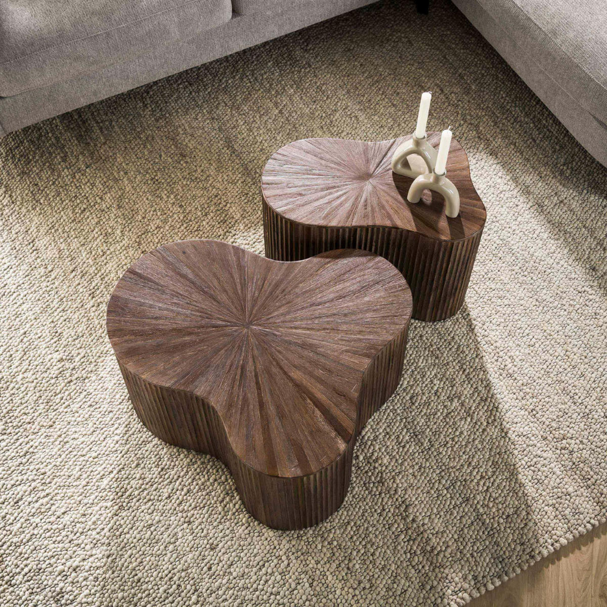 COUCHTISCH ENNIO TROFOGLIO Organische Blocktische in dunklem Teak - Braun, Holz (66/77/38cm) - alesvelt