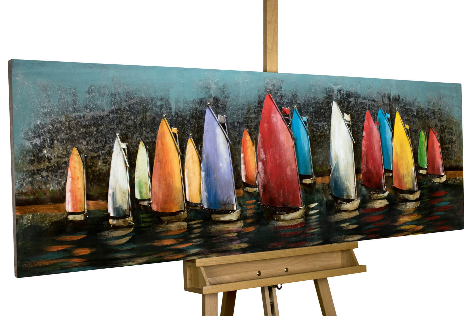 METALLBILD Bunt 144/44 cm - Multicolor, Metall (7.6/44cm) - KUNSTLOFT
