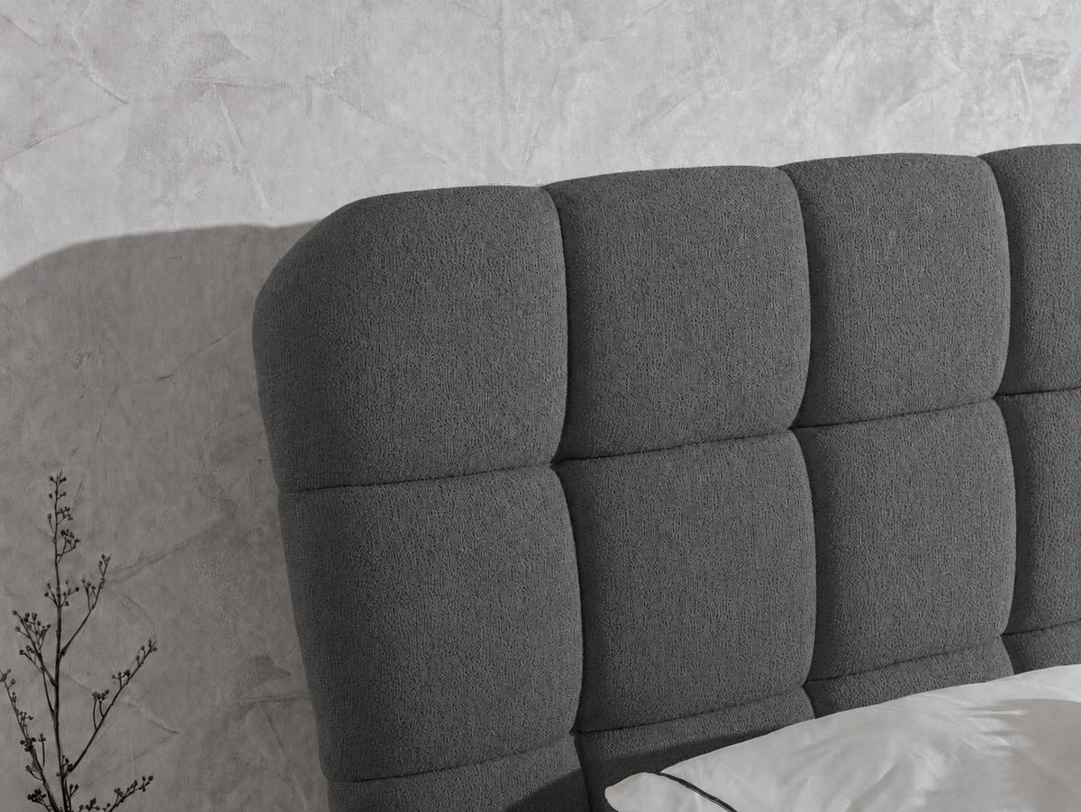 BOXBETT mit Stauraum in 140x200 cm in Stahlgrau - Grau, Textil (140/200cm) - Home Collective