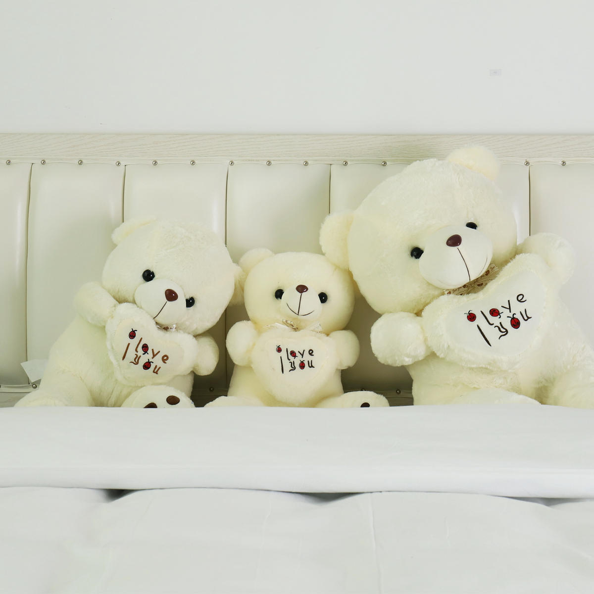PLÜSCHTIER Bär hält Herz Teddy 90cm - Weiß, Textil (30/40cm) - Vercart