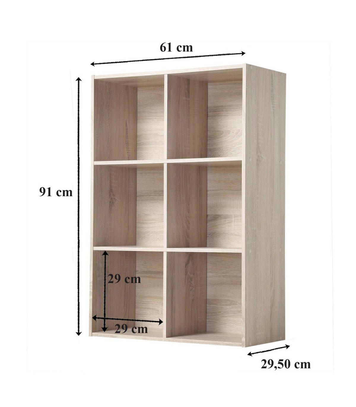 REGAL mit 6 Fächern - H91,5 x L61,5 cm - Apfelbaumfarben, Holzwerkstoff (29.5/91.5/61.5cm) - Calicosy