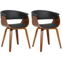 STUHL 2er Set Holz Schwarz - Walnussfarben/Schwarz, Holz/Textil (60/75/55cm) - CLP