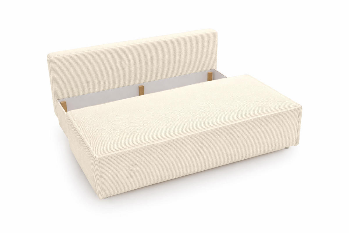 SCHLAFSOFA Mit Bettkasten DUO, Stoff Poso, Ecru - Ecru, Holz (198/89/90cm) - Kaiser Möbel