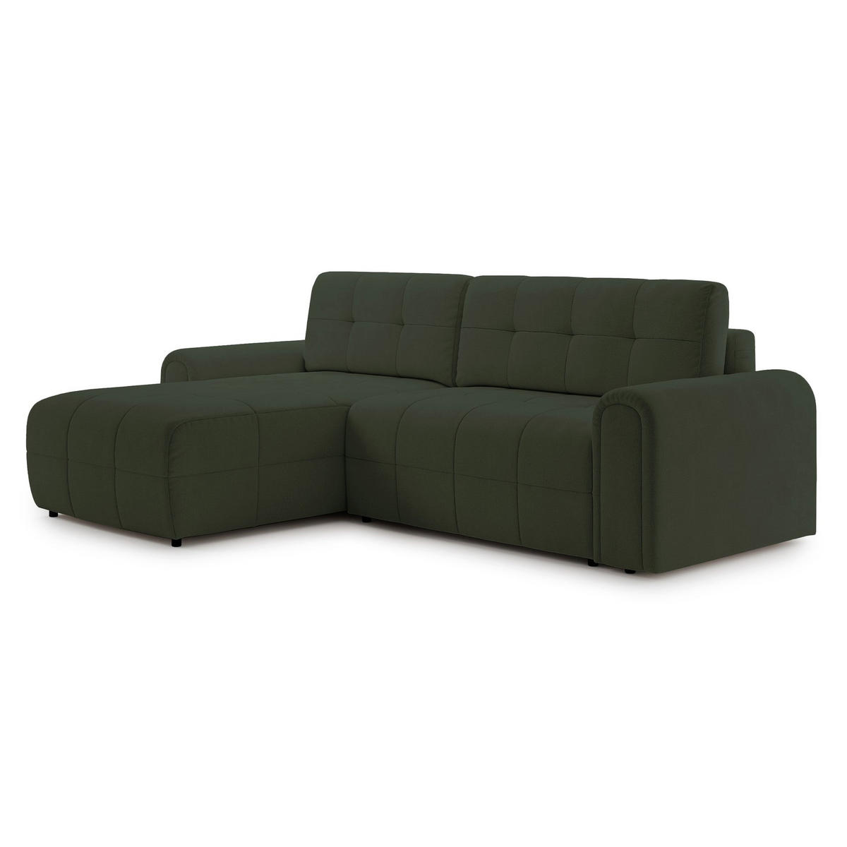 ECKSOFA Simolla Olivgrün links - Schwarz/Olivgrün, Kunststoff/Textil (268/180cm) - Selsey