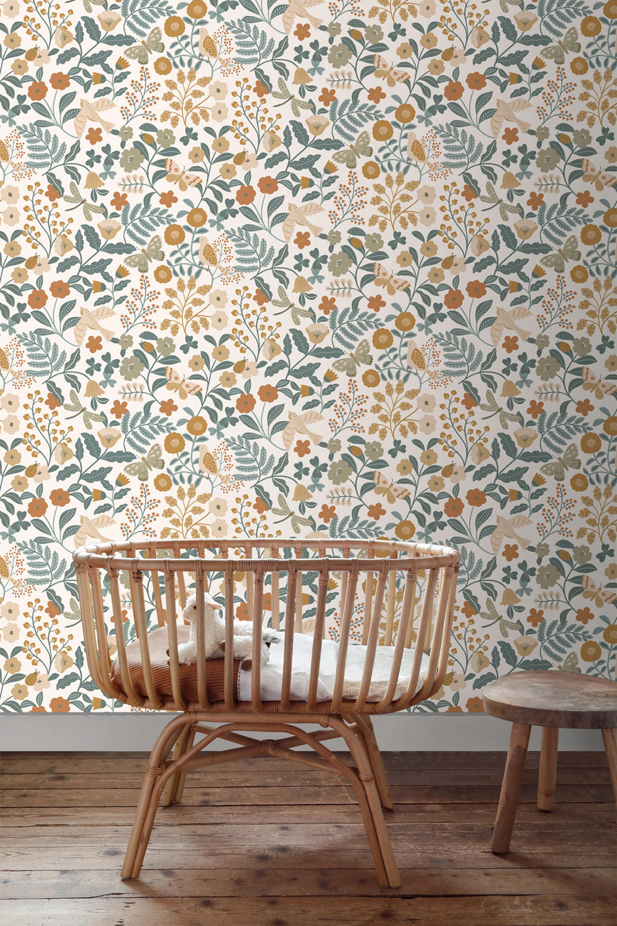 TAPETE Blumen und Vögel 53 cm x 10.05 m - Weiß, Papier (53/0.1cm) - ESTAhome