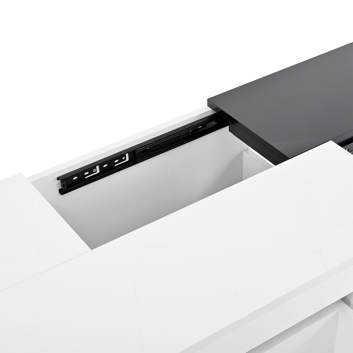 COUCHTISCH 80/50/35.5 cm weiß mit ausziehbarer Tischplatte und LED-Beleuchtung - Weiß, Holzwerkstoff (80/50/35.5cm) - OKWISH