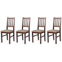 STUHL Bos 4 (4er Set) - Walnussfarben/Bronzefarben, Holz (43/94/40cm) - Leaf Design