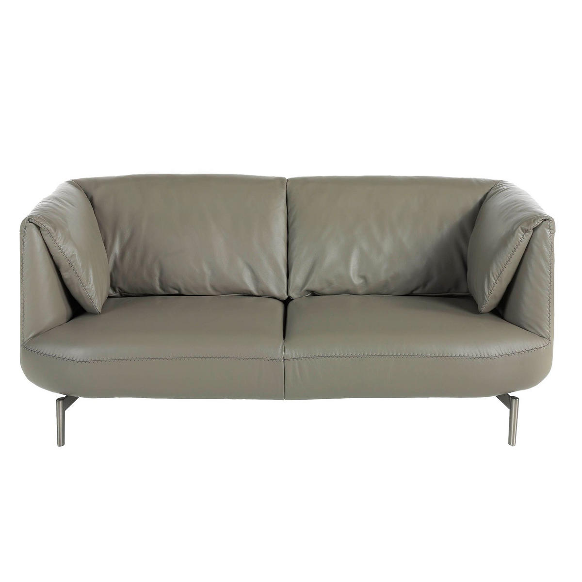 SOFA Graues Ledersofa 2-sitzig 175/90/78 cm - Edelstahlfarben/Grau, Leder (175/78/90cm) - ANGEL CERDA