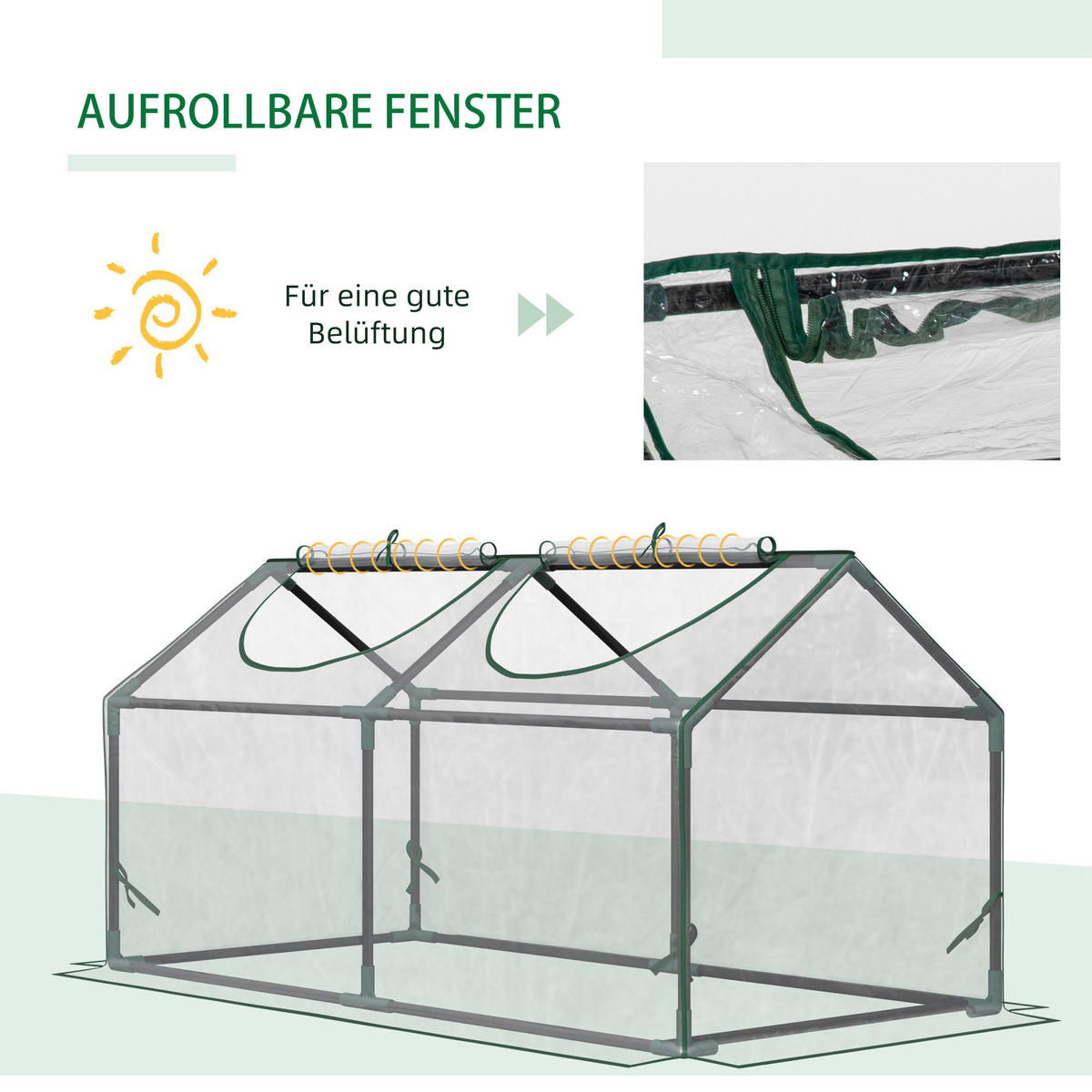 FOLIENGEWÄCHSHAUS, Transparent, PVC, Stahl - Transparent, Kunststoff (60/60/120cm) - Outsunny
