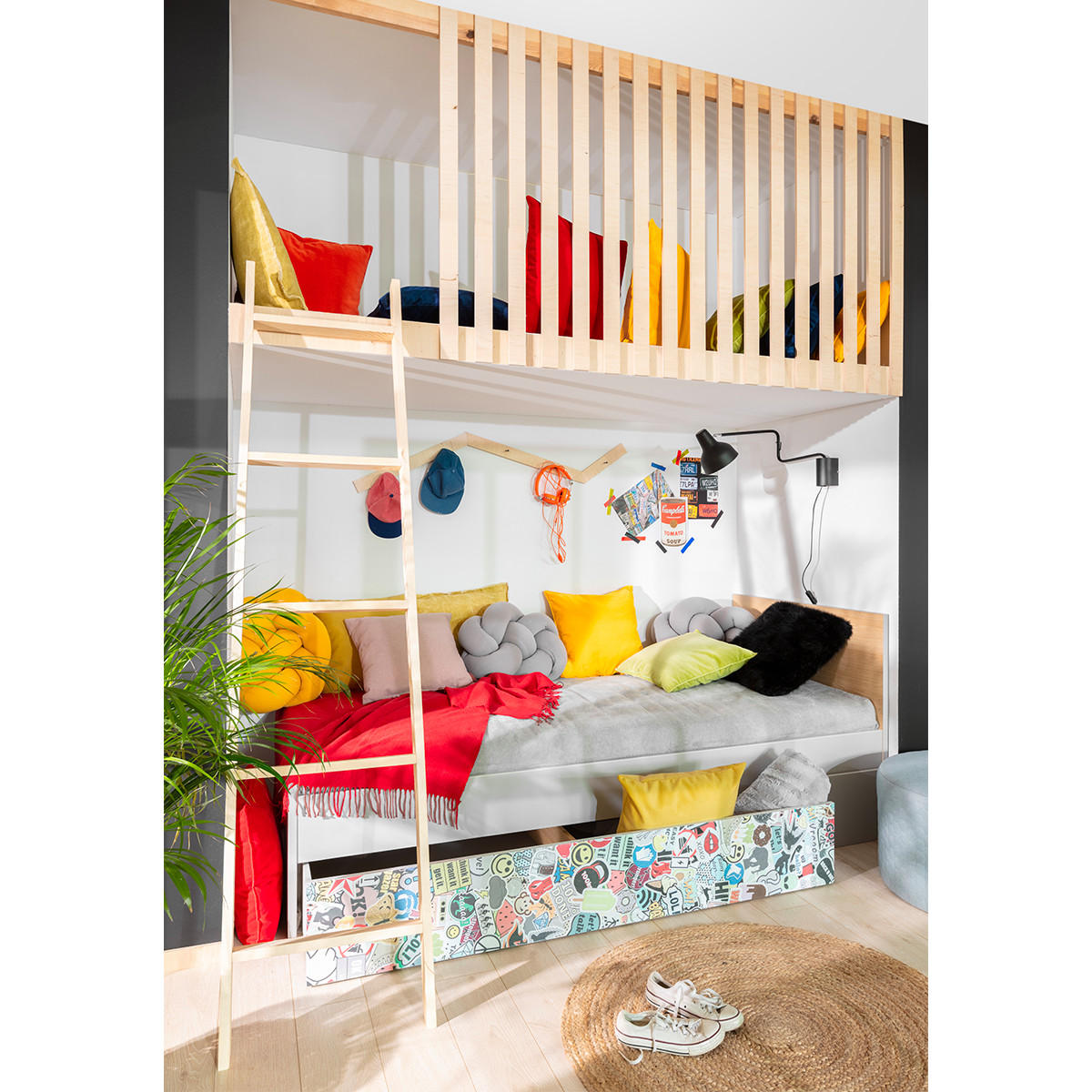 BETT 90/200 Pop Grau - Grau, Holzwerkstoff (90/200cm) - Petits-meubles