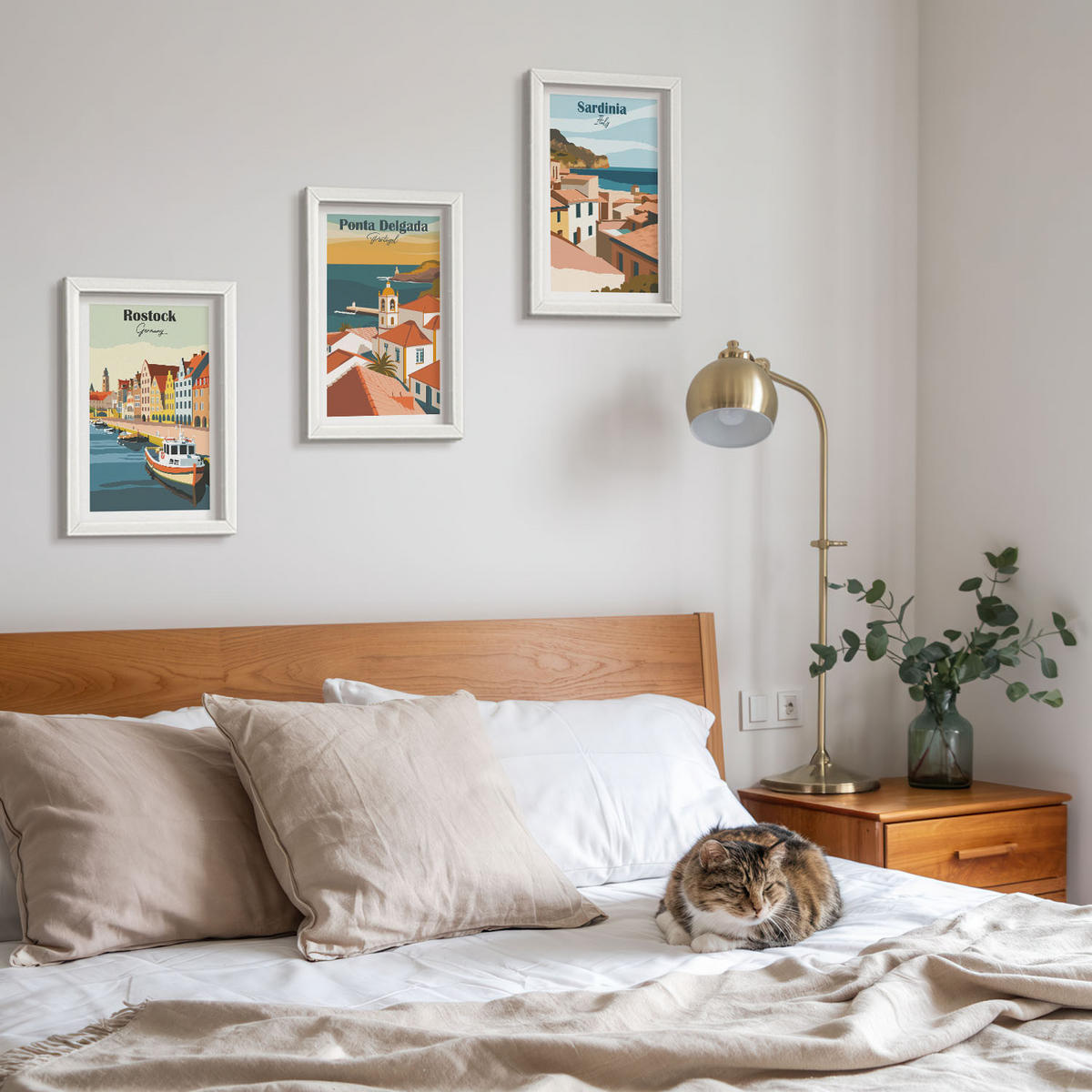 WANDBILDER 3er-Set - 20x30 cm Weißer Rahmen - Ansichten europäischer Küstenstädte - Weiß, Kunststoff (20/30cm) - ArtPrintCave