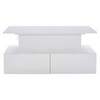 COUCHTISCH Weiß 90/55/41 cm mit LED-Beleuchtung und ausziehbarer Platte - Weiß, Holzwerkstoff (55/90/41cm) - PANGIVO