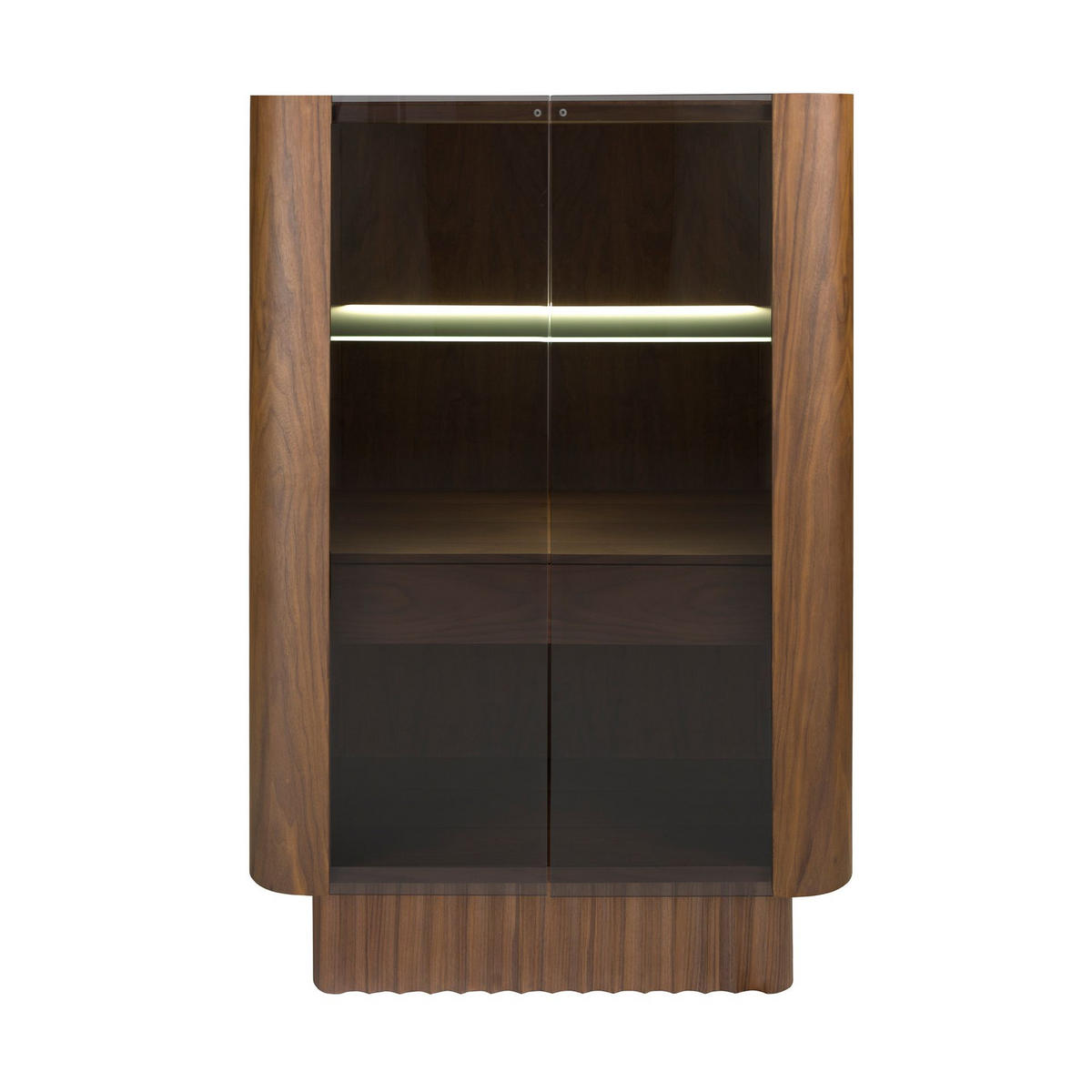 HIGHBOARD Hohe Anrichte aus gehärtetem Glas, Nussbaum, mit Innenbeleuchtung 100/50/150 cm - Walnussfarben, Glas (100/150/50cm) - ANGEL CERDA