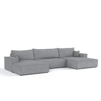 WOHNLANDSCHAFT NUBO mit Schlaffunktion Creme im Neve Stoff - Schwarz/Grau, Holz/Holzwerkstoff (398/70/148cm) - AltaBeds