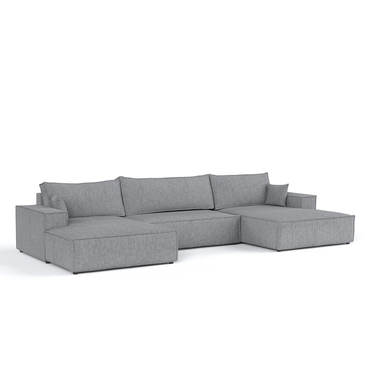 WOHNLANDSCHAFT NUBO mit Schlaffunktion Creme im Neve Stoff - Schwarz/Grau, Holz/Holzwerkstoff (398/70/148cm) - AltaBeds