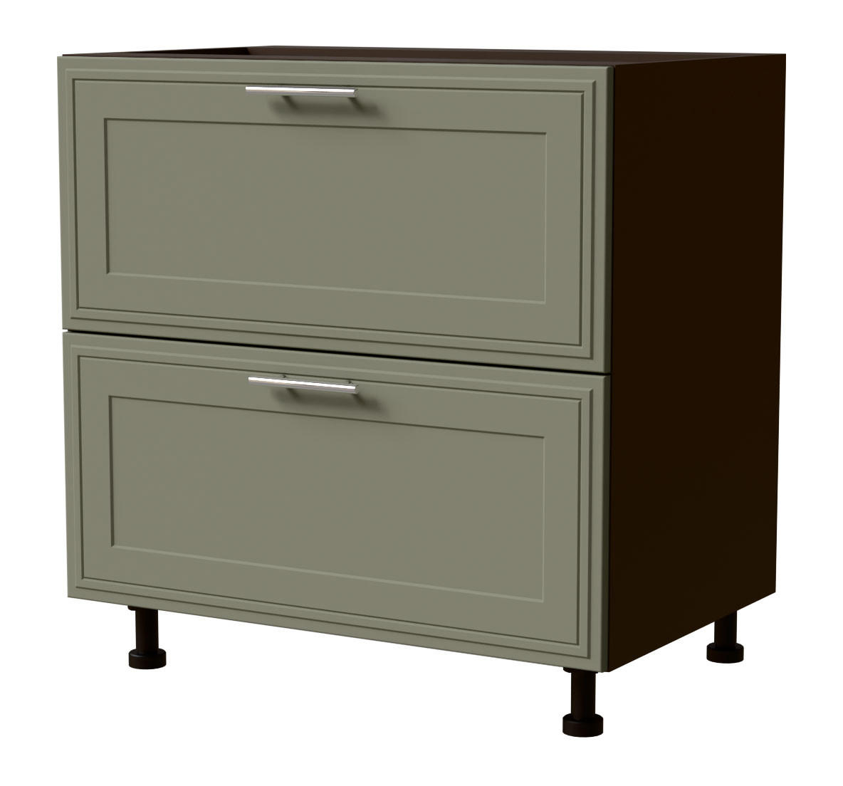 SCHUBLADENUNTERSCHRANK Salo D2/80 Lava / Reed Green Matt 80 / 50 / 82cm - HETTICH Vollauszug - Dunkelgrau/Grün, Holz/Holzwerkstoff (80/82/50cm) - Feldmann-Wohnen