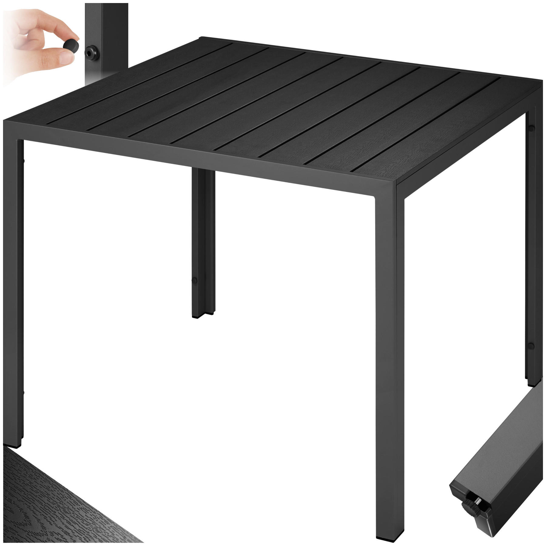 GARTENTISCH Maren,90 x 90 x 74,5 cm,schwarz - Schwarz, Metall (90/90/74.5cm) - tectake